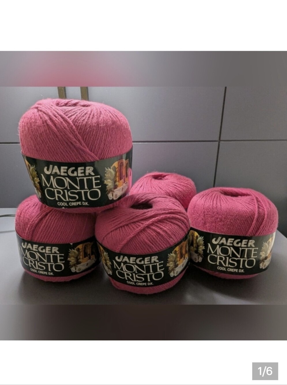 Monte Cristo Cool Crepe DK yarn from Jaeger 5 x 50g spools. Made in Britain